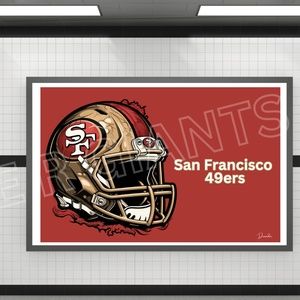San Francisco 49ers Poster 17x11 49ers Helmet Wall Art NFL Team